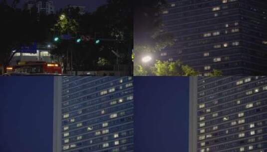 2023广州天河红绿灯写字楼加班夜景高清在线视频素材下载
