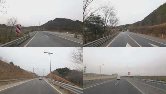 雾霾天气下行驶在高速公路上 开车第一视角高清在线视频素材下载
