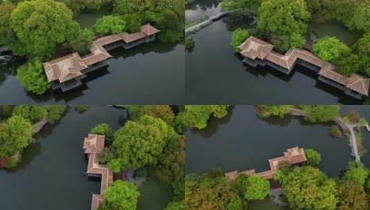 杭州西湖十景花港公园春天航拍高清在线视频素材下载