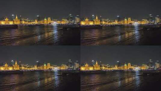 上海陆家嘴游轮过黄浦江夜景高清在线视频素材下载