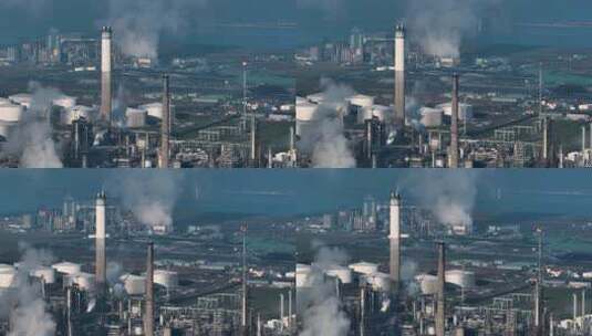 炼油厂污染的天空高清在线视频素材下载