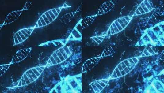 深蓝色背景上的 DNA 传输发光旋转 3D 动画高清在线视频素材下载