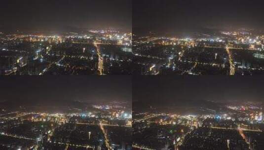 杭州拱墅区夜景航拍高清在线视频素材下载