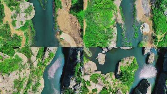 航拍石淙河河道高清在线视频素材下载