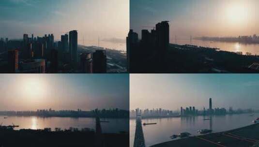 武汉长江大桥航拍高清在线视频素材下载