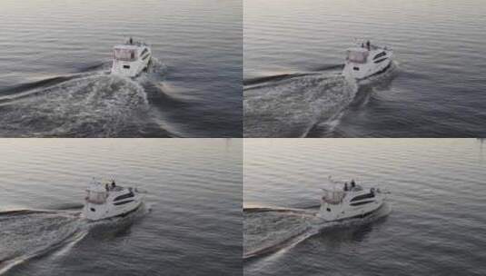 豪华动力船在海洋上航行高清在线视频素材下载