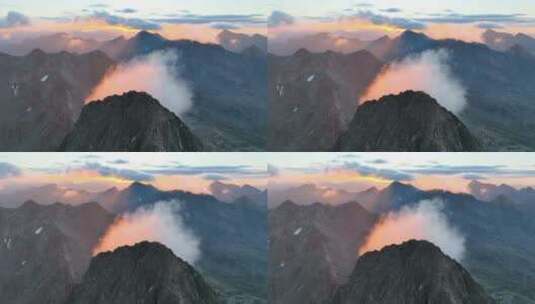 航拍群山山顶的日出高清在线视频素材下载