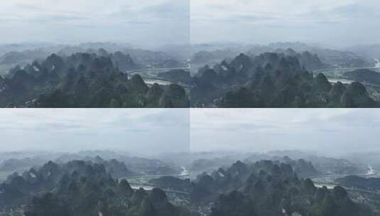 水墨画广西桂林山水航拍高清在线视频素材下载