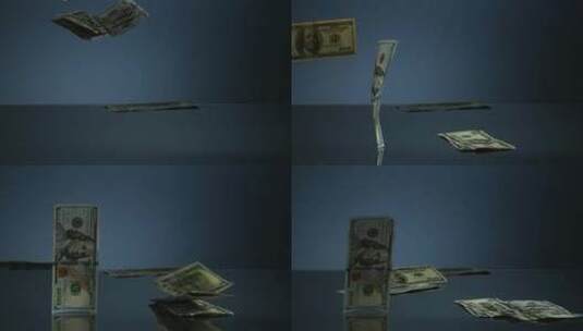 钞票落在反光面上高清在线视频素材下载