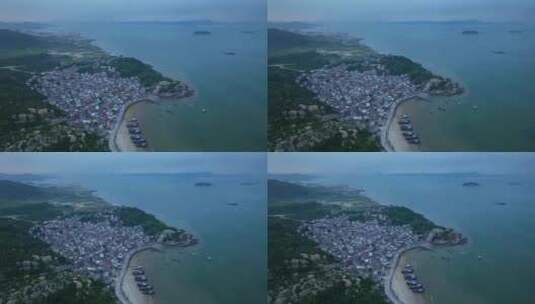 航拍福建漳州龙海岛美渔村风光高清在线视频素材下载