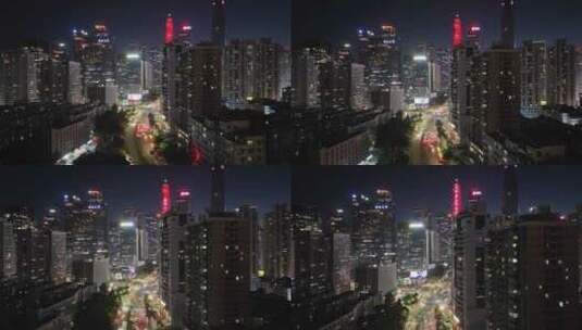 4K深圳福田区CBD夜景航拍高清在线视频素材下载