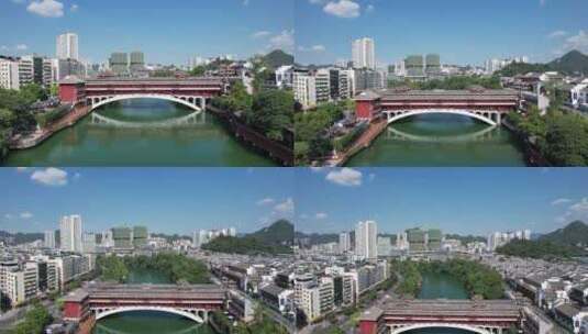 贵州铜仁风雨桥航拍高清在线视频素材下载