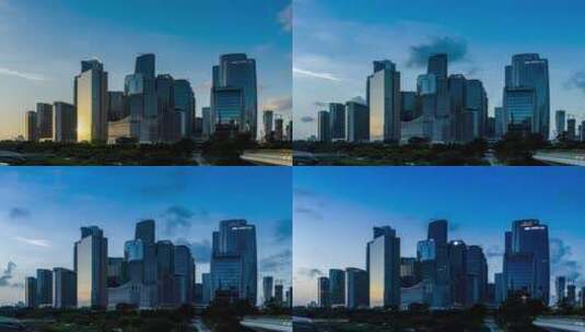 深圳市前海CBD日转夜延时摄影高清在线视频素材下载