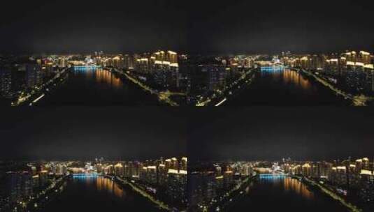 福建福州闽江两岸夜景灯光航拍高清在线视频素材下载