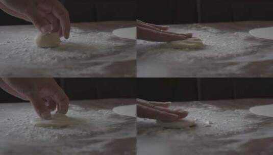 女人用手揉捏面团面粉高清在线视频素材下载