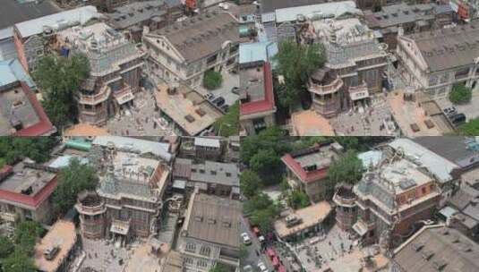 天津瓷房子地标网红建筑航拍高清在线视频素材下载