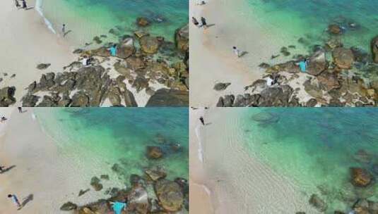高视角航拍海南三亚亚龙湾蜈支洲岛玻璃海高清在线视频素材下载