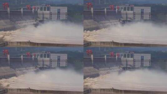 三峡大坝泄洪场景实拍视频高清在线视频素材下载