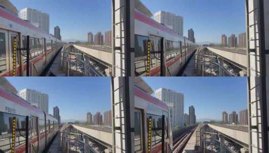 北京地铁房山线列车进站高清在线视频素材下载