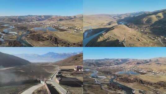 4k甘孜县全貌格萨尔王城全貌航拍高清在线视频素材下载