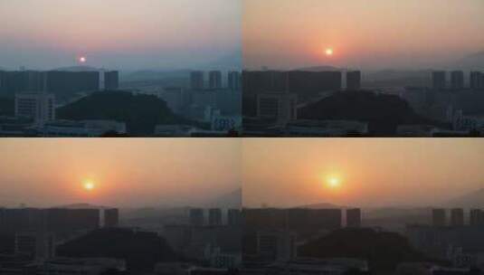 4K太阳从城市地平线升起延时摄影高清在线视频素材下载