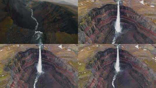 FPV无人机航拍瀑布冰岛河流大海森林高山高清在线视频素材下载