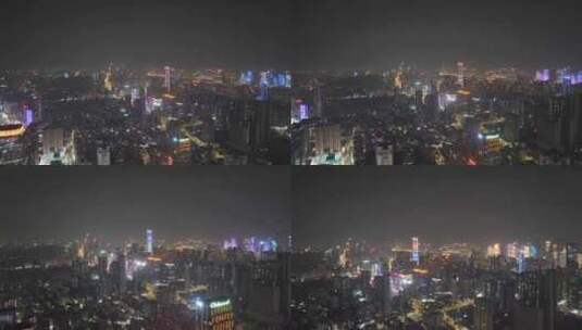 广州珠江新城CBD灯光秀夜景航拍高清在线视频素材下载