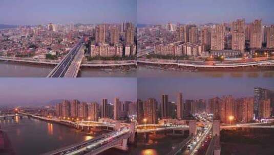 中国泉州城市夜景航拍视频合集高清在线视频素材下载