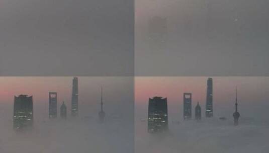 上海日出 上海平流雾航拍 上海高度陆家嘴高清在线视频素材下载