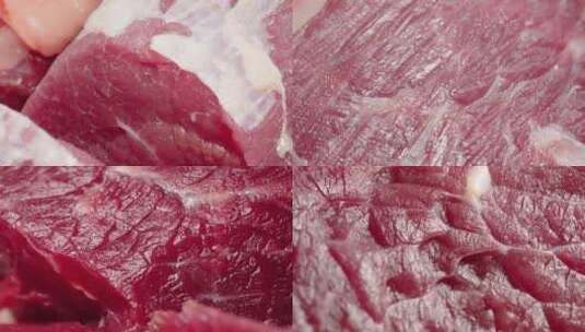 4K视频 新鲜牛肉纹理特写：高清肉质展示高清在线视频素材下载