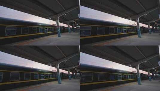 火车普速火车站绿皮火车高清在线视频素材下载