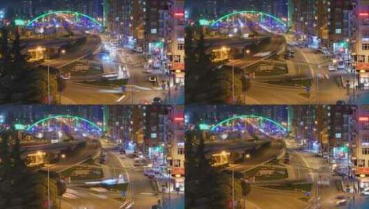 城市夜景车流延时高清在线视频素材下载