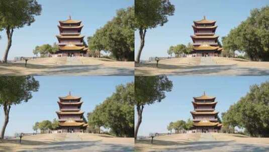 景德镇龙珠阁建筑空镜高清在线视频素材下载