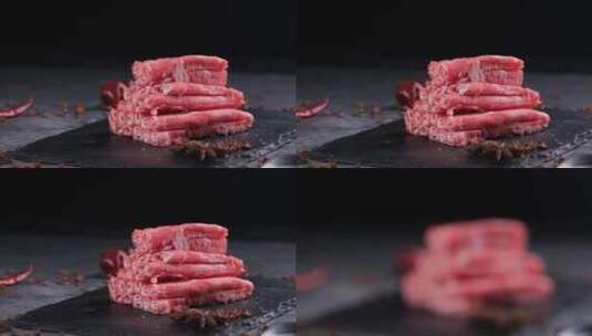 火锅菜品肥牛卷嫩牛肉高清在线视频素材下载