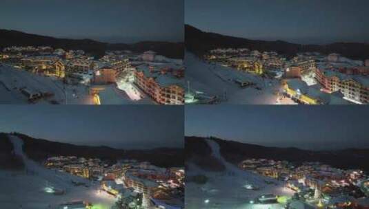冬季 滑雪场 航拍 夜景-2高清在线视频素材下载