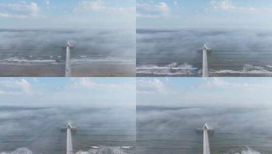 茂名鼎龙湾平流雾延时航拍高清在线视频素材下载
