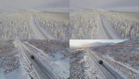 唯美冬天雪景树林雾凇下雪大雪冬季小寒大寒高清在线视频素材下载