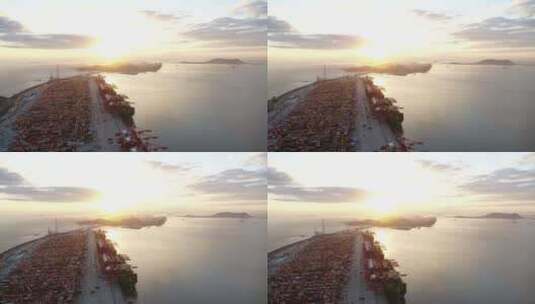 港口 航拍前移-码头大景高清在线视频素材下载