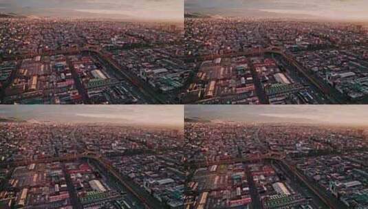 惊人的城市日落航空4k-波哥大高清在线视频素材下载