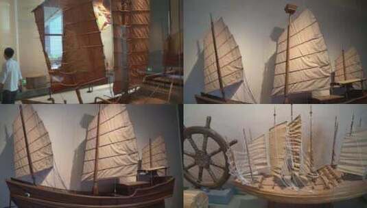 海南省博物馆 古船模型 海上丝绸之路高清在线视频素材下载