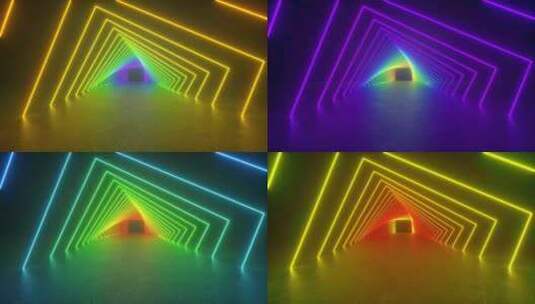 暗室霓虹灯隧道高清在线视频素材下载