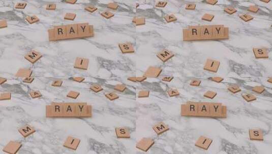 拼字游戏上的RAY单词高清在线视频素材下载