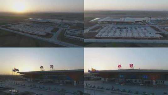 黄昏邯郸机场   邯郸机场 航拍 黄昏高清在线视频素材下载