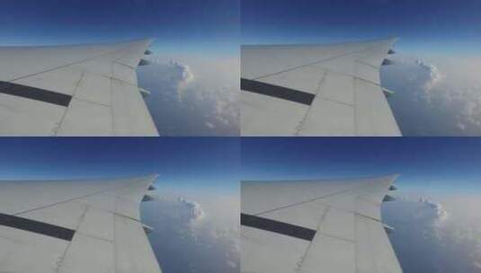 在蓝天中飞行的飞机机翼13高清在线视频素材下载