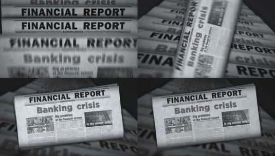 银行业危机金融与经济报纸印刷媒体高清在线视频素材下载