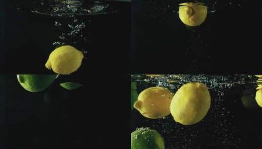多镜头展示柠檬入水高清在线视频素材下载