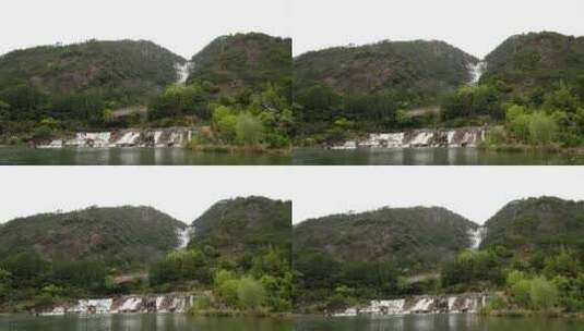 中国浙江省台州市著名景点丛林中美丽的瀑布高清在线视频素材下载
