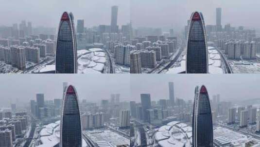 济南高新区雪景高清在线视频素材下载