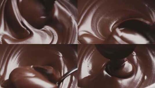 搅拌巧克力酱、粘稠的巧克力酱高清在线视频素材下载