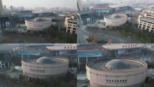 合集陕西省美术馆地标建筑航拍高清在线视频素材下载